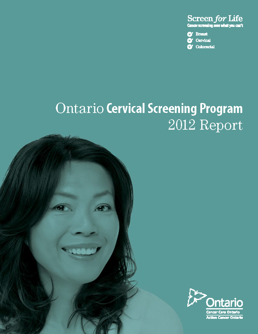 Rapport 2012 du Programme ontarien de dépistage du cancer du col de l’utérus